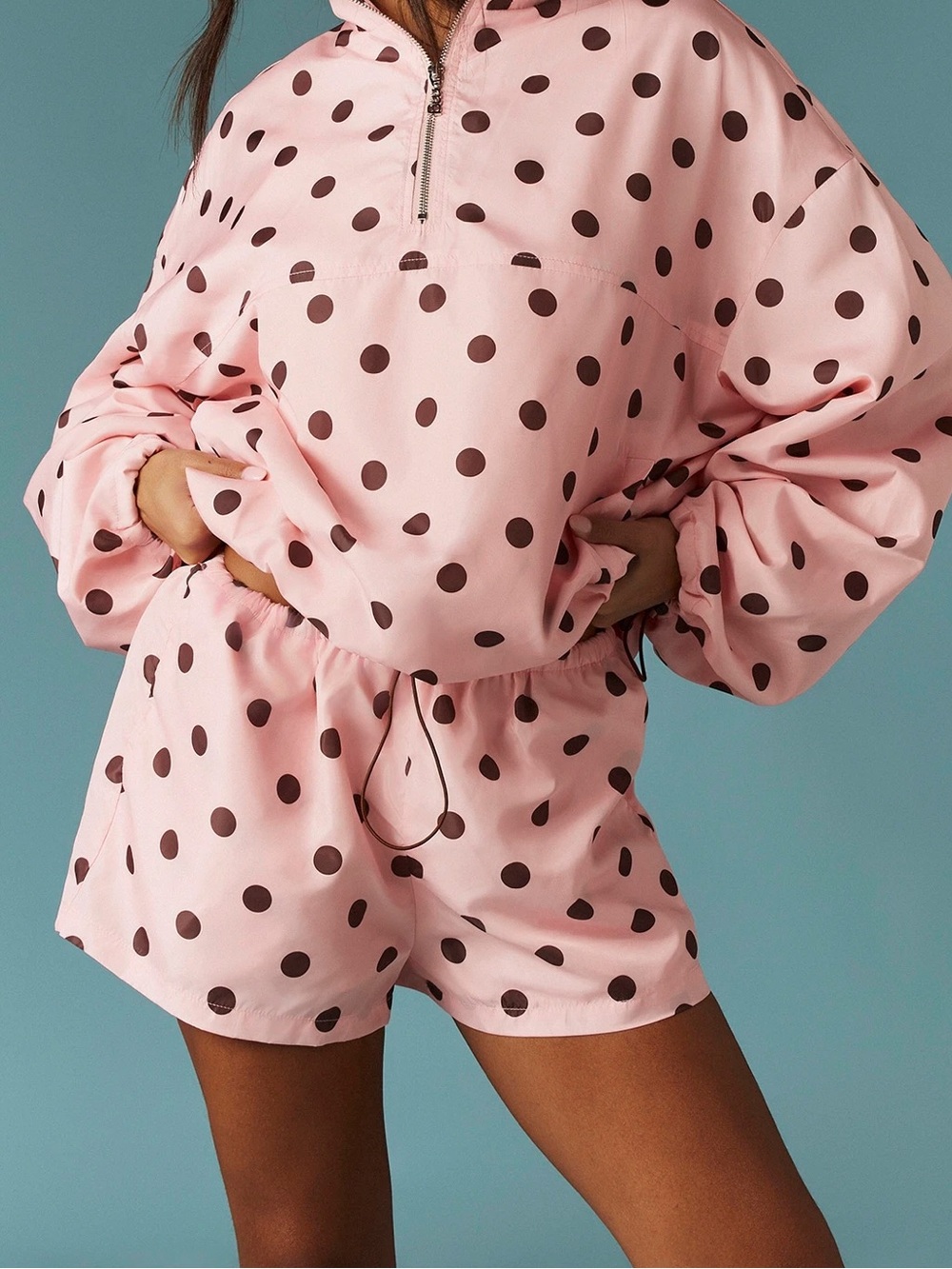 Pink Polka Dot Co-Ord Set Track Jacket & Shorts